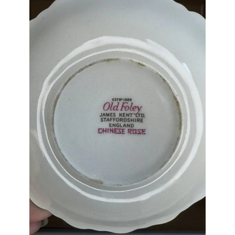 James Kent Old Foley Vintage Chinese Rose Trinket Bowl Porcelain Gold Trim